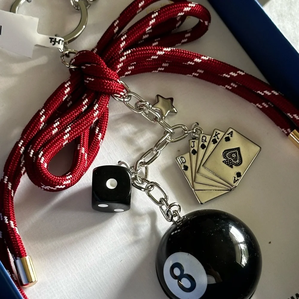 Piper K Feeling Lucky 8 Ball Dice Cards Bag Charm Key Chain